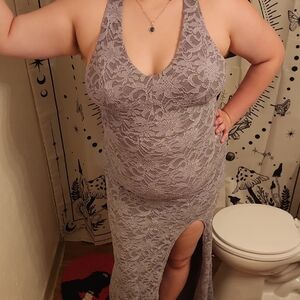 City Studio Gray Lace Dress